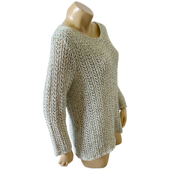 ALFRED DUNNER Womens Size Large Sparkly Mint Green Scoop Neck Pullover Sweater - Picture 3 of 7
